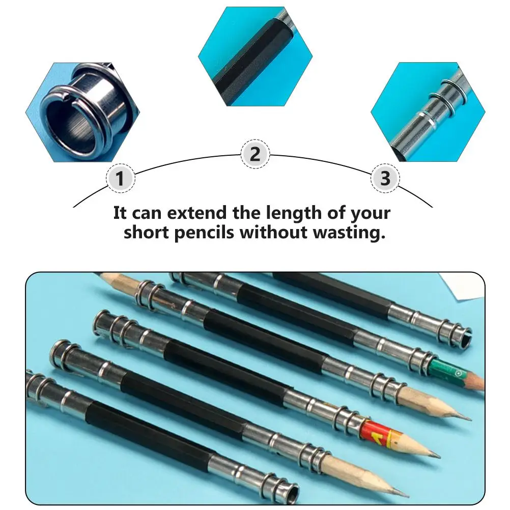 15 Pcs Pencil Extender Durable Double Ends Holder Extend Short Pencils Artists Students Drawing Tools Lightweight Portable