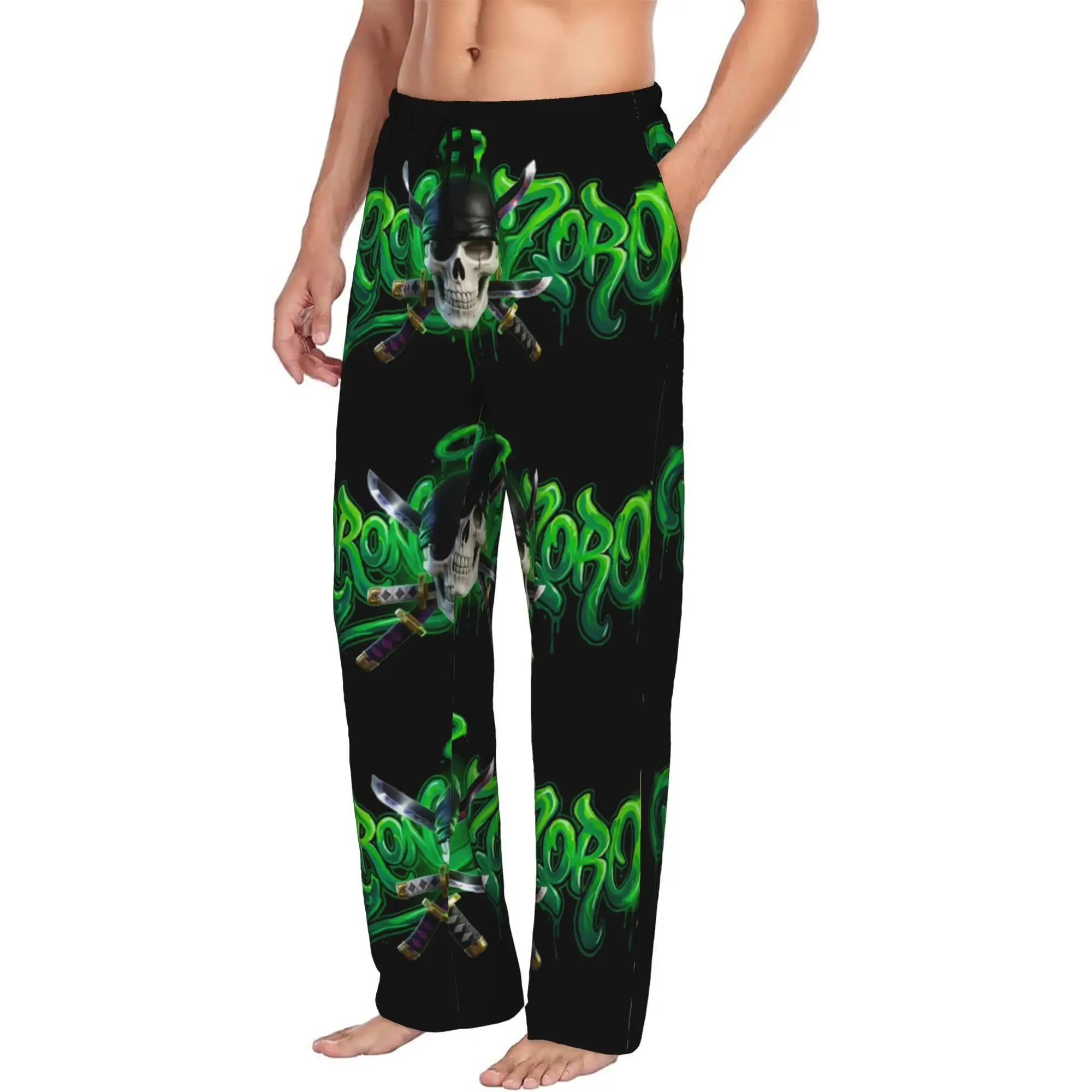 

Custom Classic One P-Pieces Zoro Manga Pajama Pants Sleepwear Men Elastic Waistband Anime Sleep Lounge Bottoms with Pockets