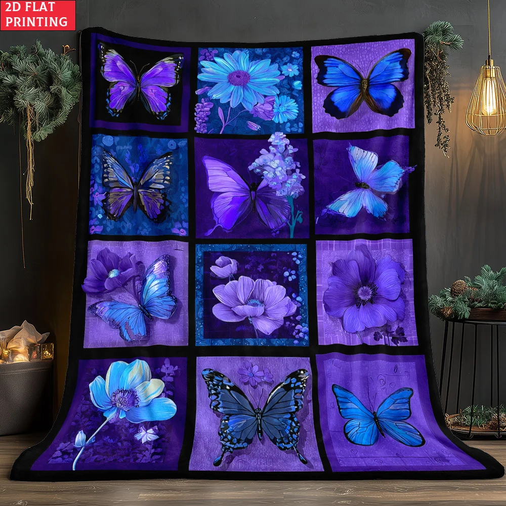 1pc HD Butterfly Print Throw Blanket, Soft Warm Blanket for Travel, Camping, Sofa,Living Room,Armchair,Gift for Family & Friends