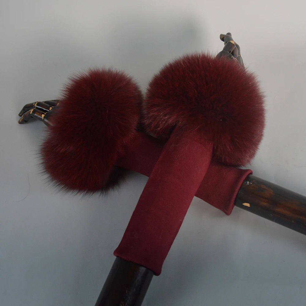 Fox Fur Cuff Arm Warmer Lady Bracelet Real Fur Wristband Glove High Quality Fox fur Cuffs Hot Sale Wrist Warmer