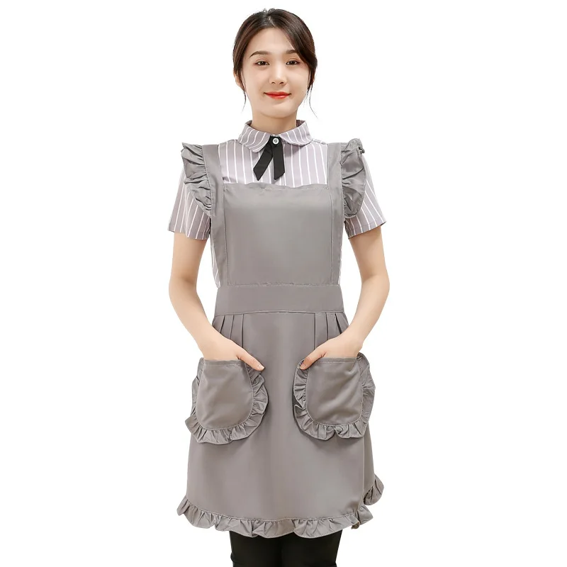 Korean Fashion Beauty Nail Salon Kitchen Lace Princess Dress Flower Shop Manicurist Work Clothes Falbala Woman Girl Apron