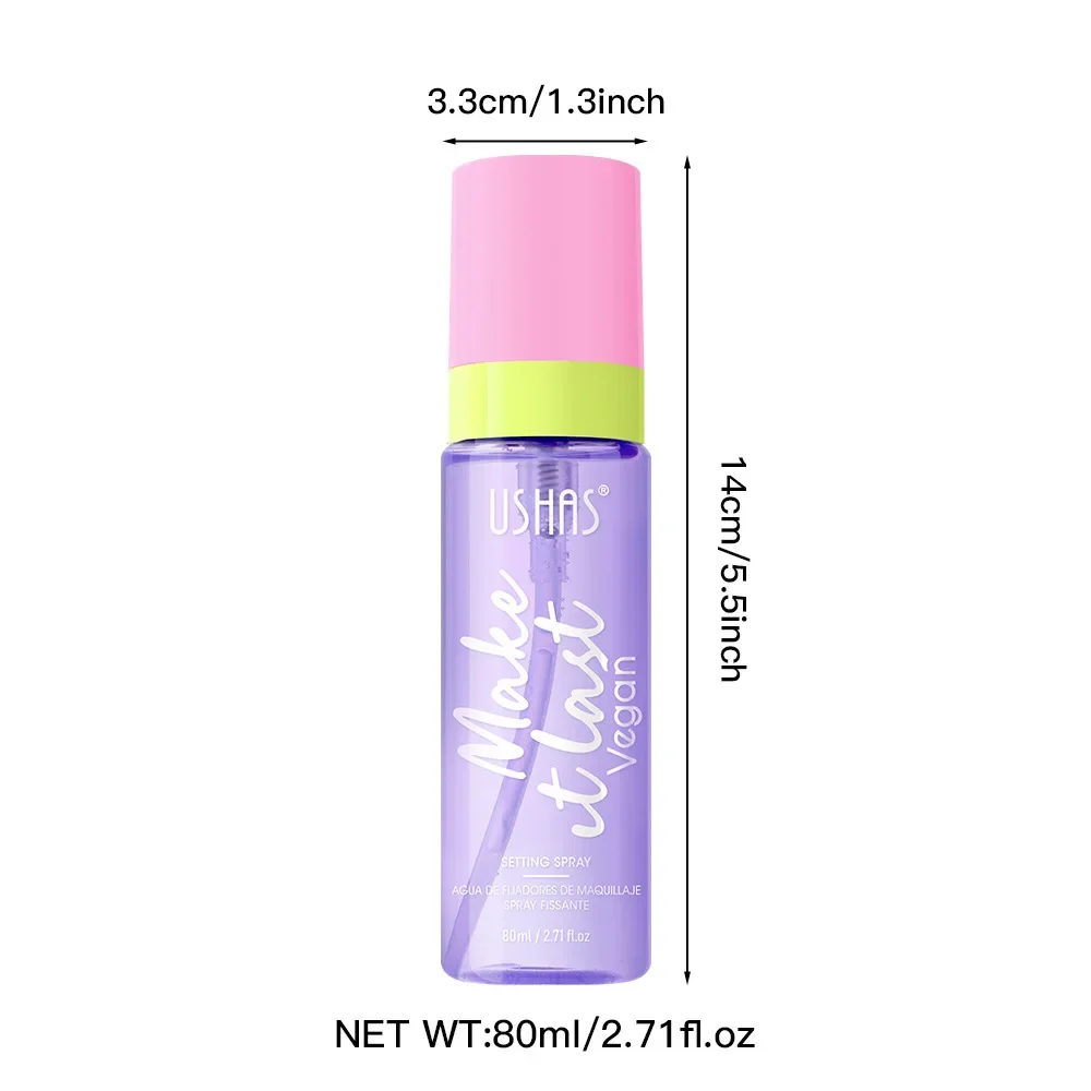 USHAS 80ml Spray utrwalający Wodoodporny, nawilżający, kontrolujący wydzielanie sebum i nawilżający, długotrwały utrwalacz makijażu