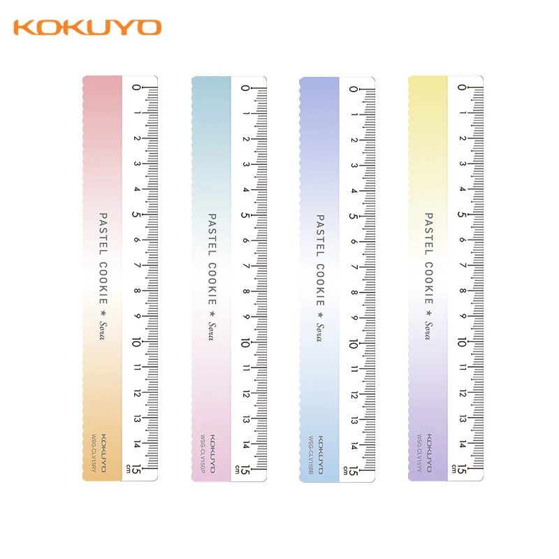 

KOKUYO Pastel Cookie 15cm Straight Ruler Wave Line Transparent Acrylic Color Liner Drawing Tools School Supplies F7151