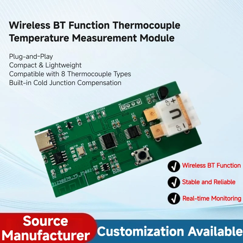 Plug-and-Play thermokoppel temperatuurmetingsmodule Instrument Real-time monitoring Draadloze BT-functie OEM ODM ondersteund