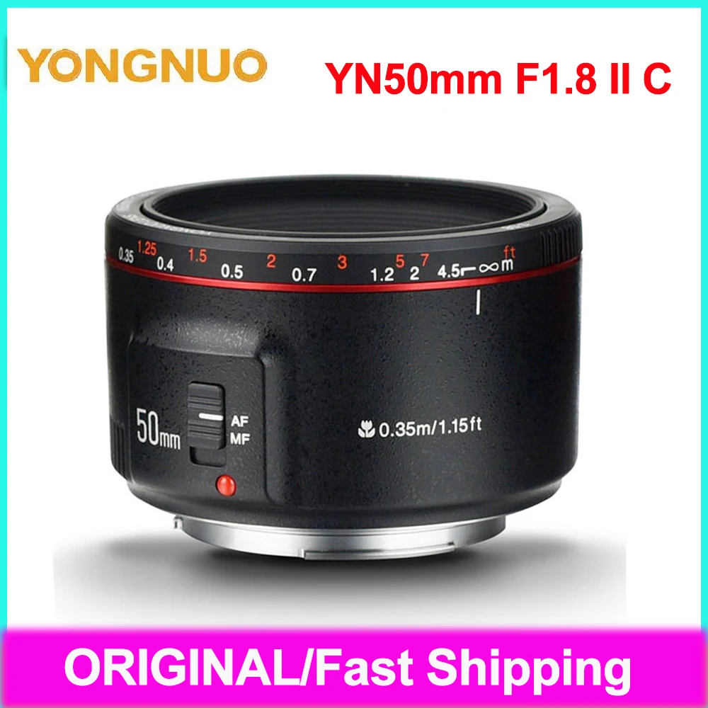 YONGNUO YN50mm F1.8 II عدسة الكاميرا فتحة كبيرة AF 50 مللي متر القياسية رئيس عدسة التركيز التلقائي EF حامل معدني لكاميرا كانون DSLR