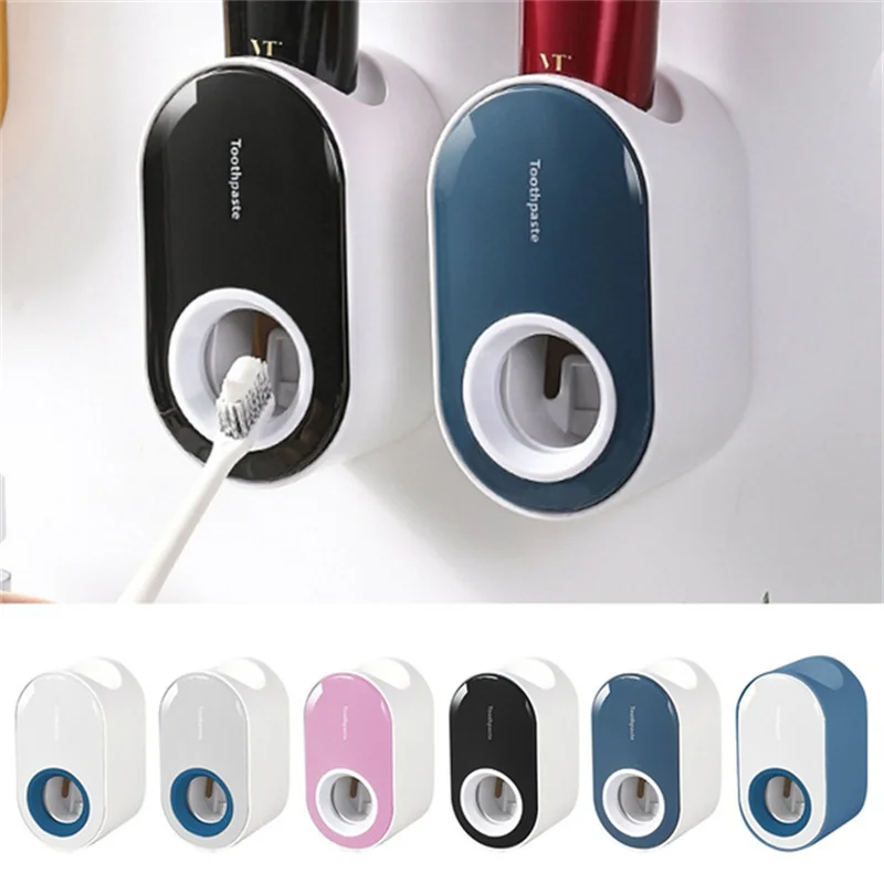 Automatic Toothpaste Dispenser Toothpaste Squeezer Toothbrush Stand Wall Mounted Dust-proof Toothbrush Holder Bathroom Accessory