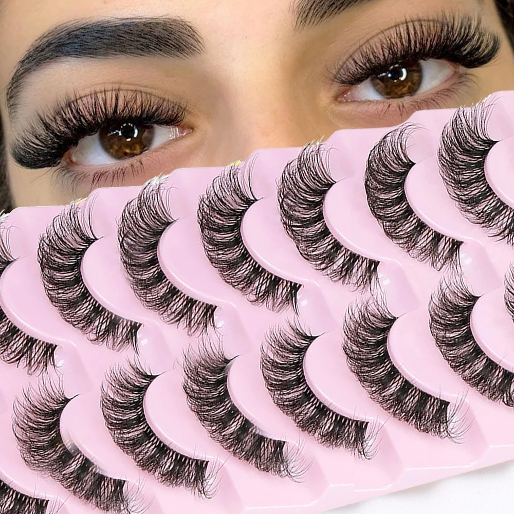 Super Fofo Cílios Falsos, Cílios Wispy, Efeito Olho de Gato, Cílios Dramáticos, Extensão Cílios, Maquiagem, 6D, 10 Pares