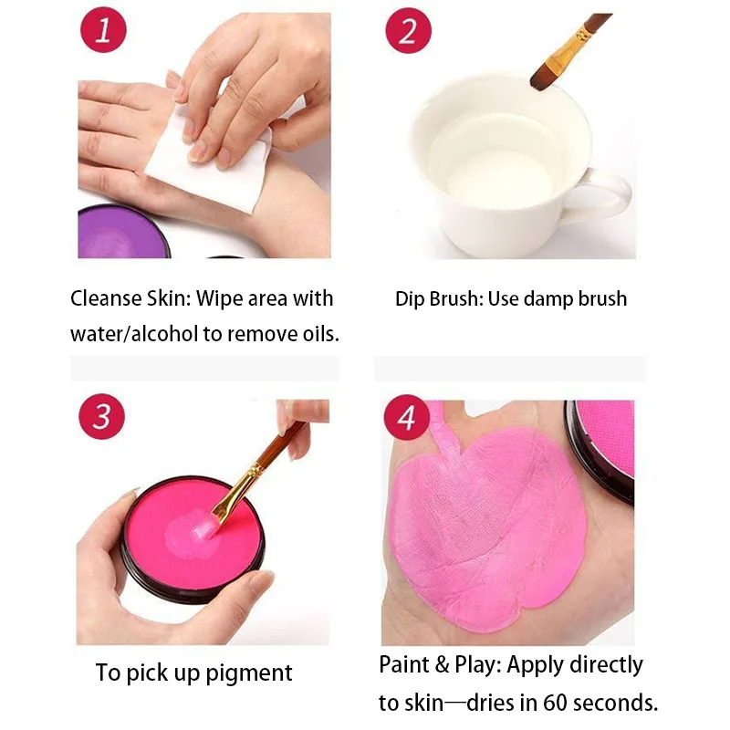 Kit de pintura facial de 12 colores: maquillaje lavable a base de agua para Halloween y escenario, acabado nacarado mate no tóxico, alta pigmentación