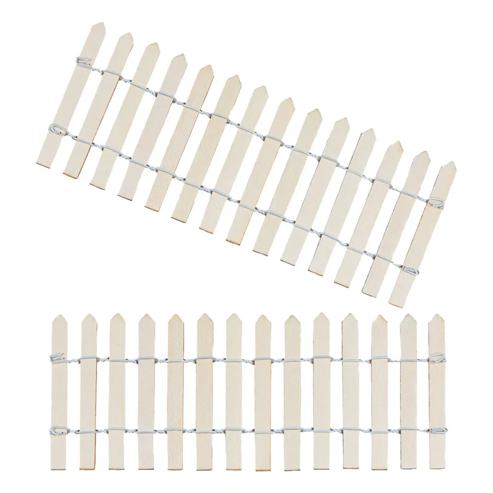 

2 PCS Accessories Micro Landscape Wooden Fence Miniature Christmas Garden Ornaments for Gravesite