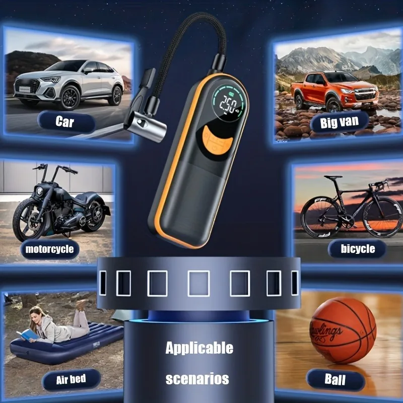 Multifunctional Intelligent Inflator Pump Wireless Smart Digital Display Tire Pump Own Lighting Portable Car Air Compressor For