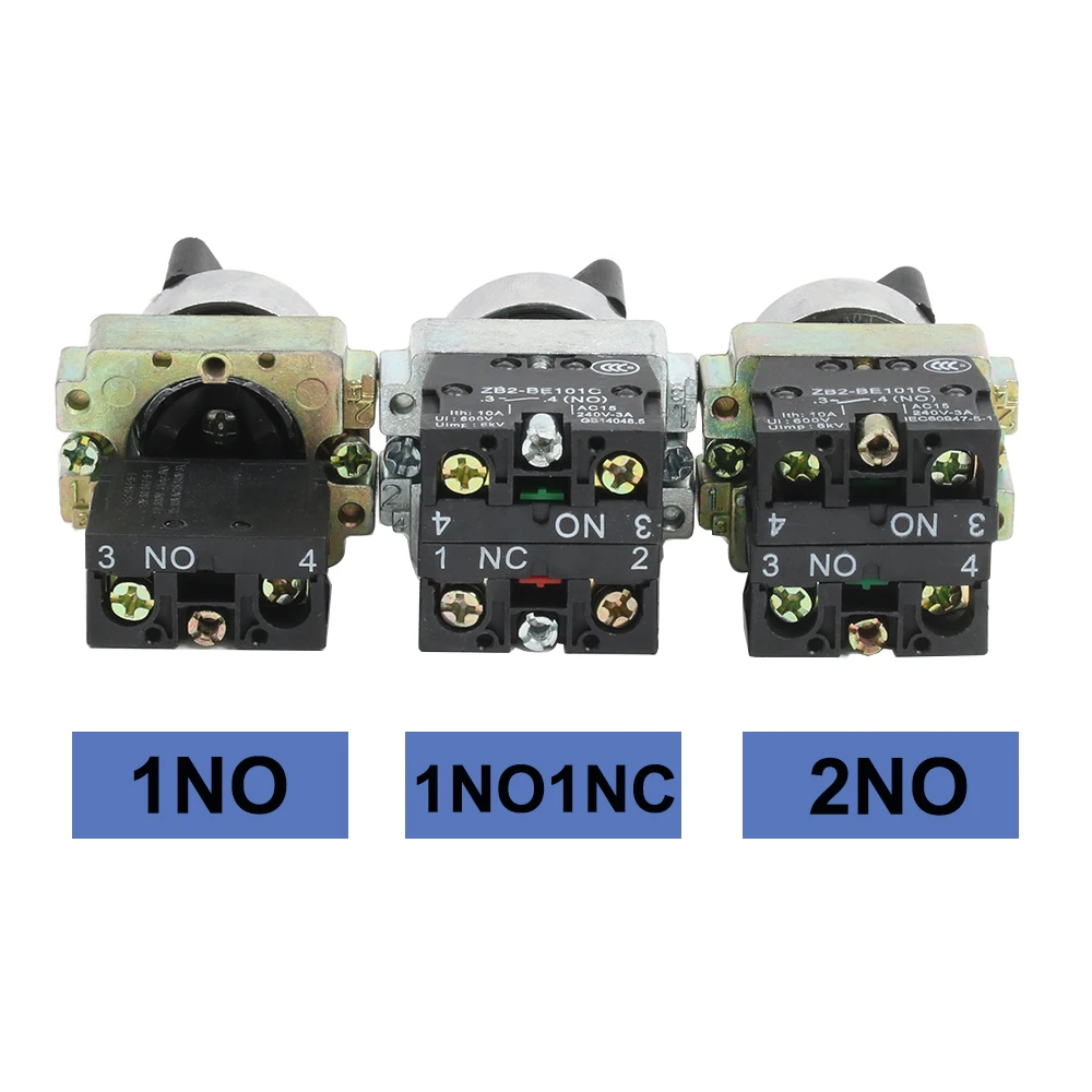 22mm XB2-BD25 BD53 1NO/2NO/1NO1NC 2/3 Position Self Locking Self Resetting Selector Knob Switch Rotary Switch Push Button Switch