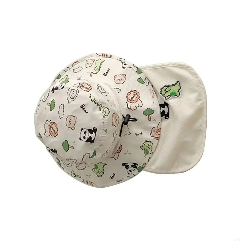 

Q22D Lightweight Sun Protections Hat Cartoon Fisherman Hat Animal Pattern Child Hat Great for Beach Trips and Picnics