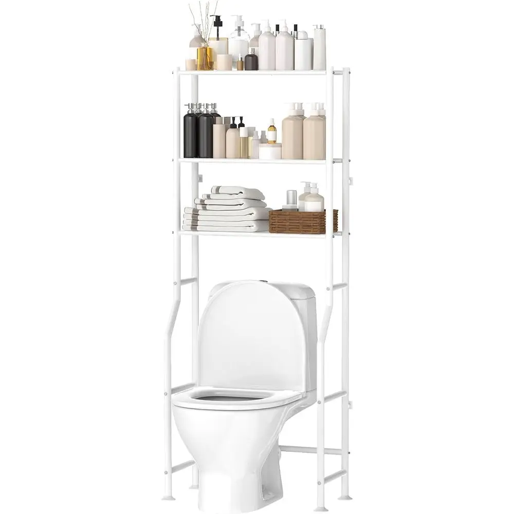 

3-Tier Over The Toilet Storage, Metal Bathroom Shelves, Space Saver Above Toilet Storage, White