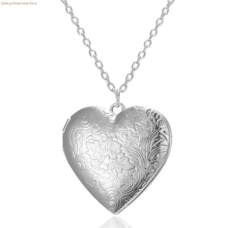 F92D Photo Lockets Necklace Hold Picture Love Heart for Image Necklaces Romantic Fancy Jewelry Valentines Presen