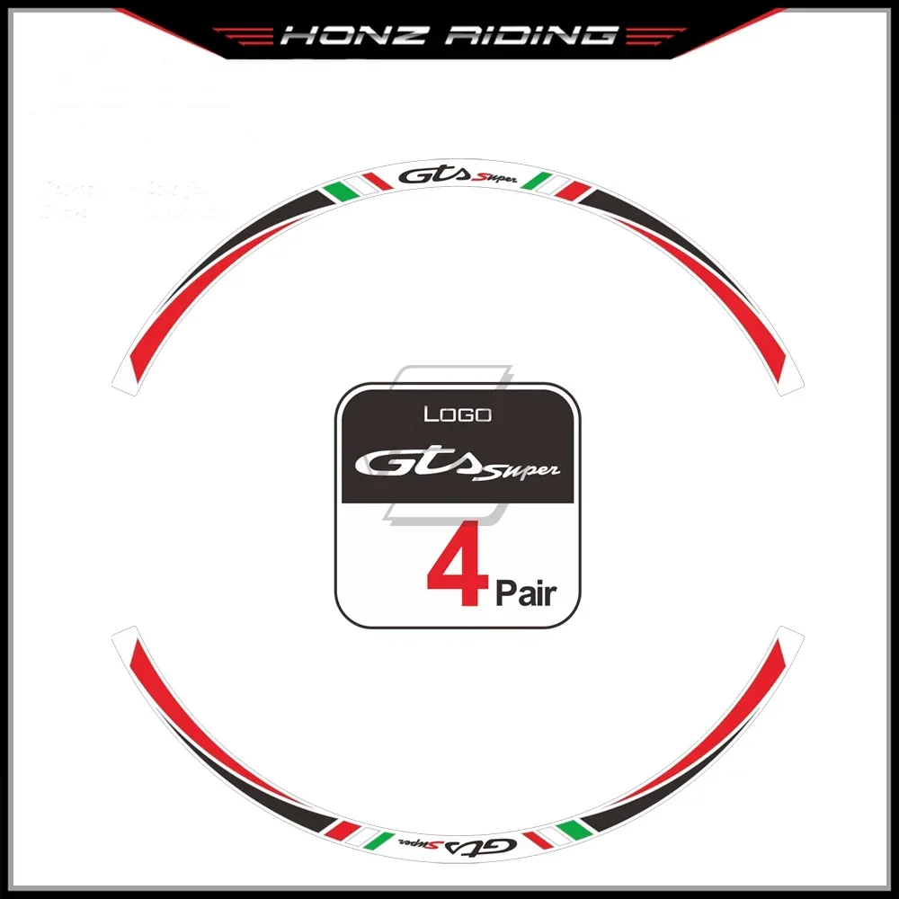 

For Vespa Sei Giorni GTS 300 300ie Touring Rim 12" Wheel Reflective Sticker Kit