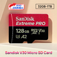 SanDisk V30 Micro SD Extreme PRO 32GB 64GB 128G 256G 512GB 1TB UHS-I Memory Card TF Card 200MB/s C10 U3 4K for Camera Steam Deck