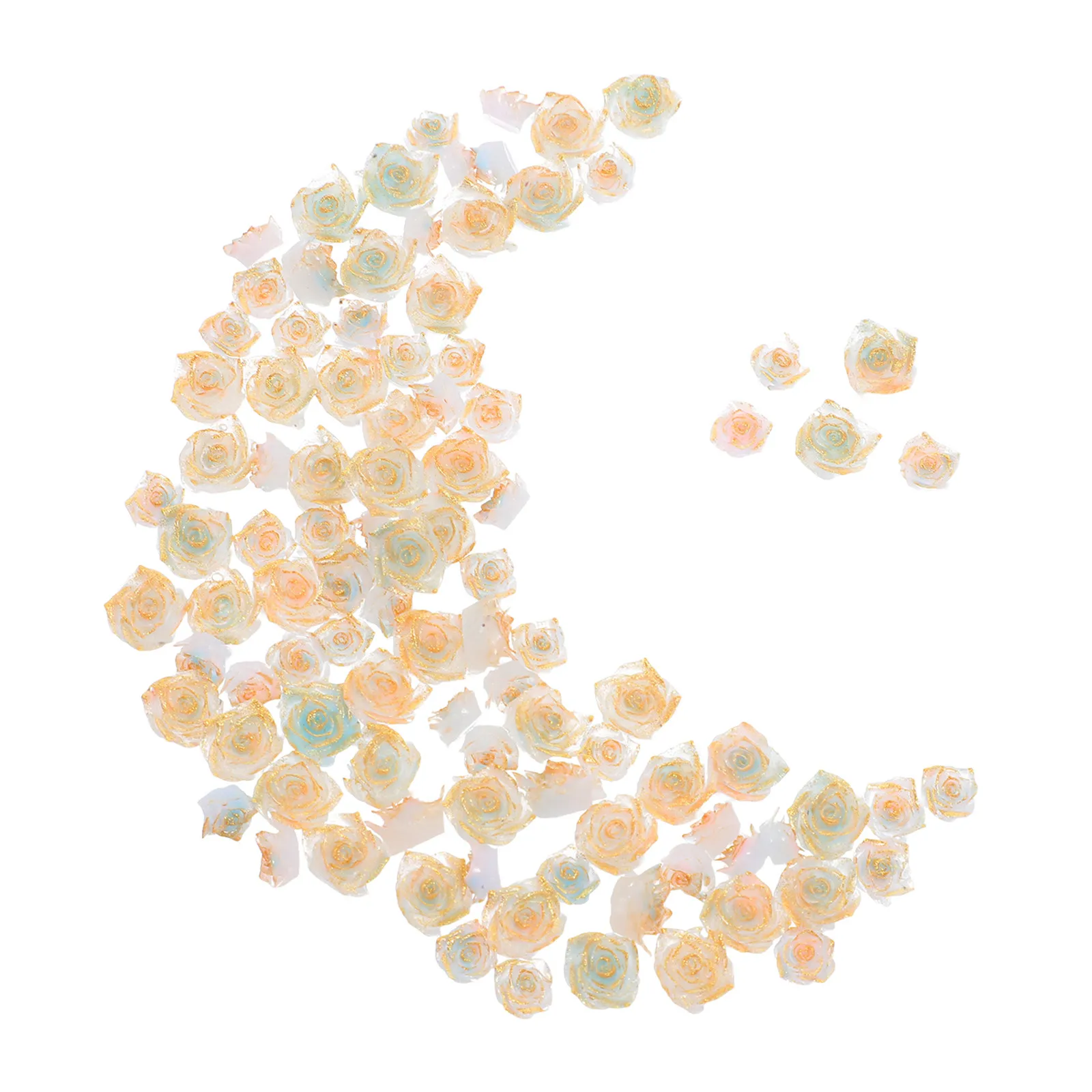 

100Pcs 3D Rose Floral Nail Charms Resin Gradient Color Embellishments for DIY Manicure Professional Nail Art Decorations