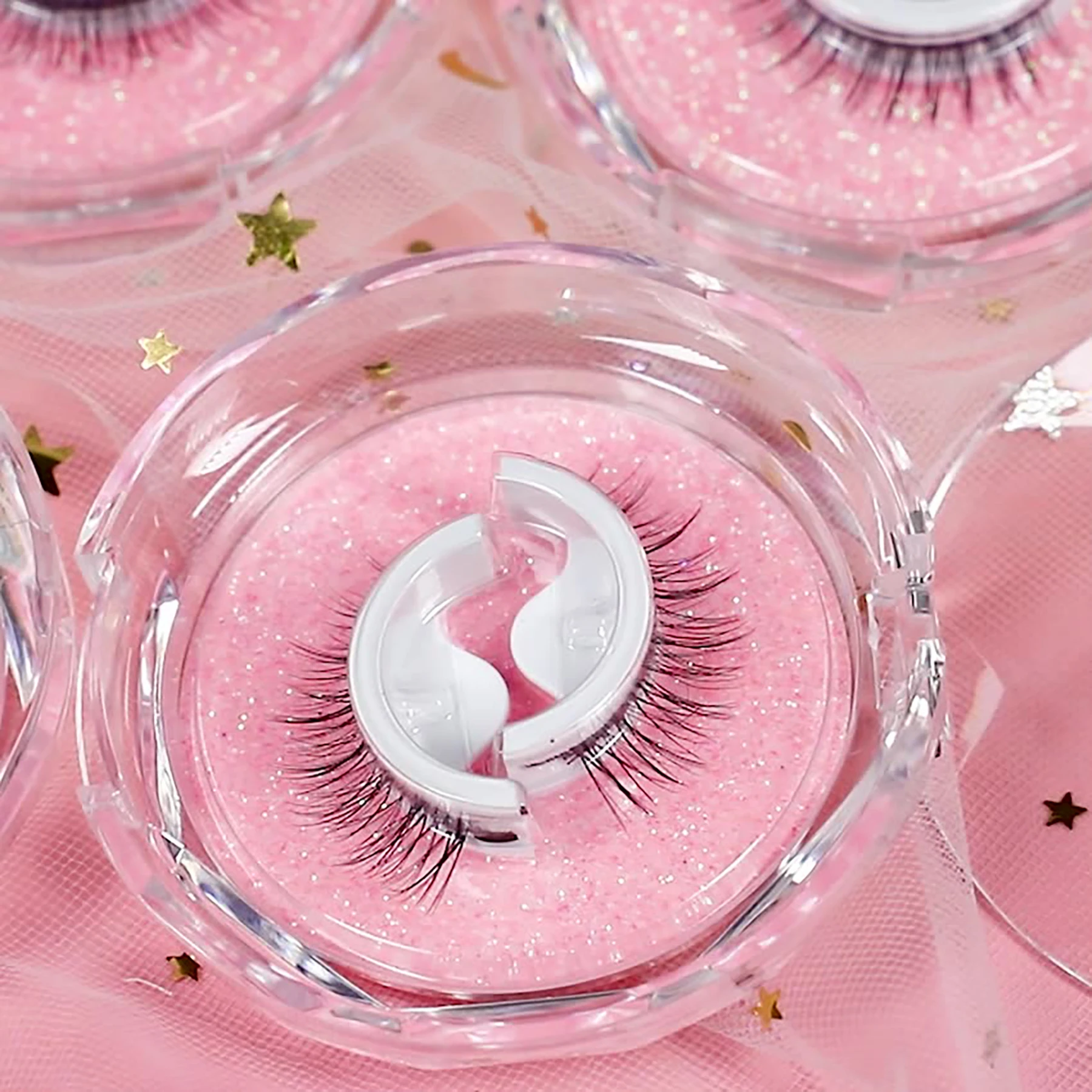 A pair of glue-free self-adhesive false eyelashes, black stem, natural simulation eyelashes, whole set