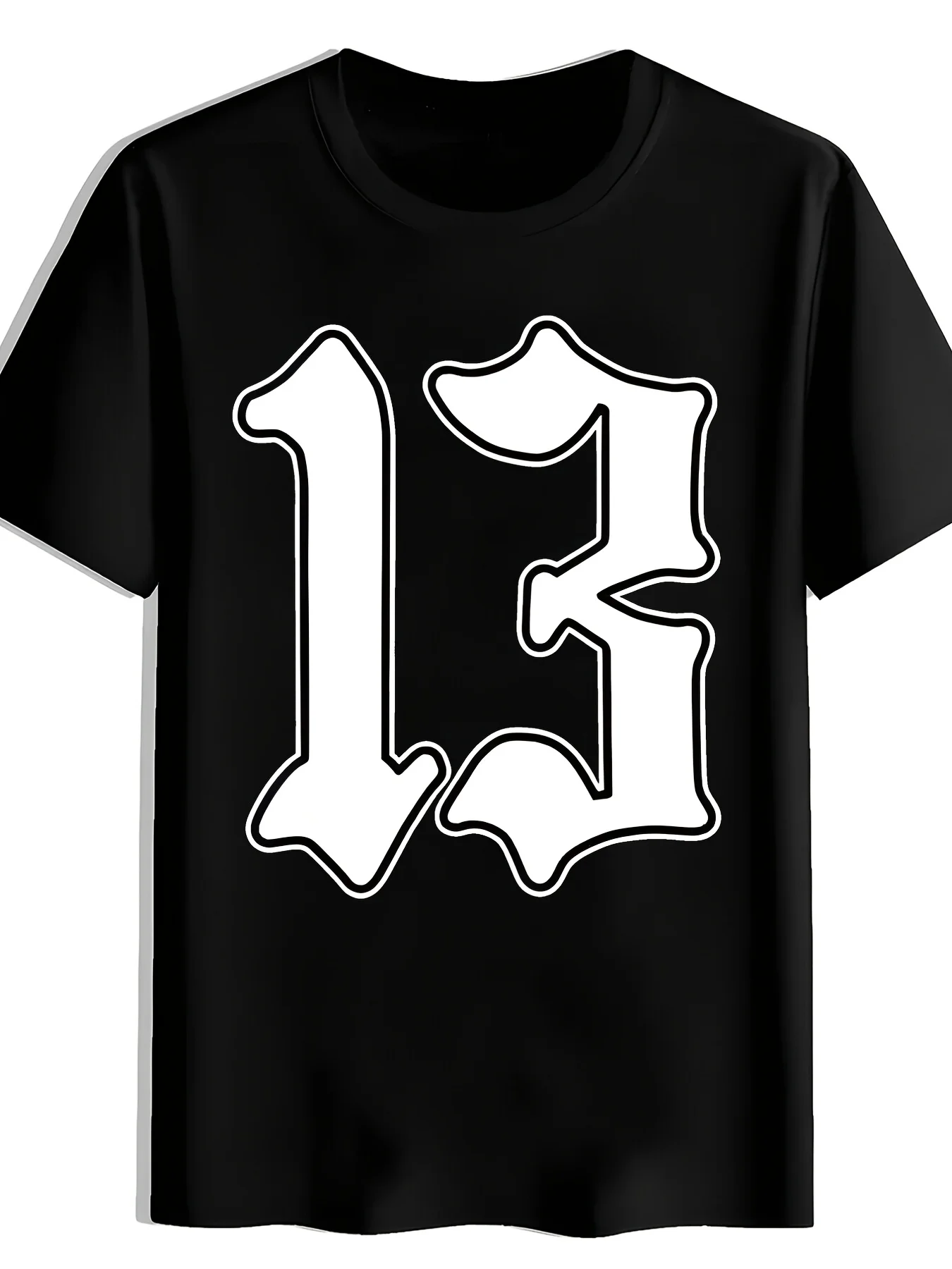 13 Print T-Shirt Summer Versatile Athletic Trendy T-Shirt Round Neck Short Sleeve T-Shirt Casual Daily Top Men'S Clothing 1Pure Breathable Sweat-Wicking And Soft Suitable for Daily Commutes Lounging at Home And Casual Wear