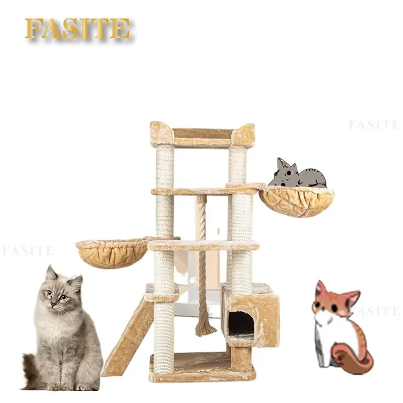 For Cat Climbing Frame Multi Layer Cat Tree with Scratching Posts Integrated Cat Nest Condo Furniture for Indoor Cats