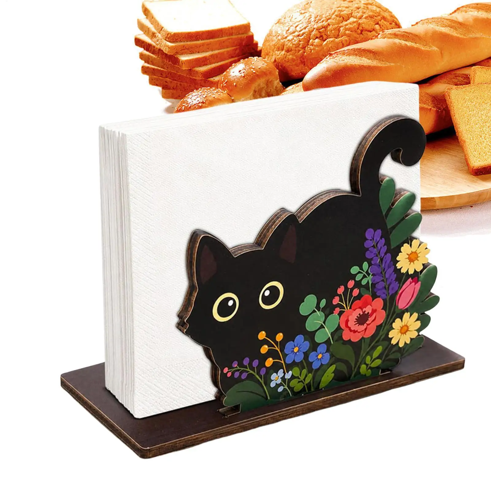 Napkin Holder Wooden Tissue Holder Black Cat Various Designs Home Desktop Decoration Tissue Storage Rack home Desk decor
