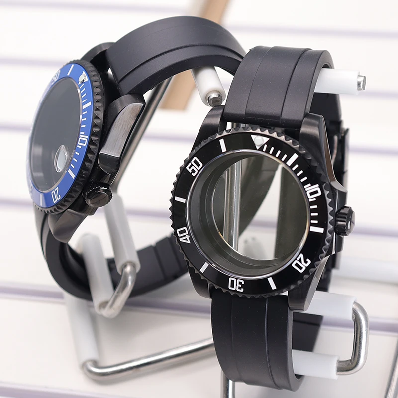 NH35 40mm Uhrengehäuse mit Gummiarmband für SUB GMT NH34 NH35 NH36 NH39 4R36 NH70 NH72 Miyota 8215 ETA 2824 Unidirektional 120 Klicks – Detail 7