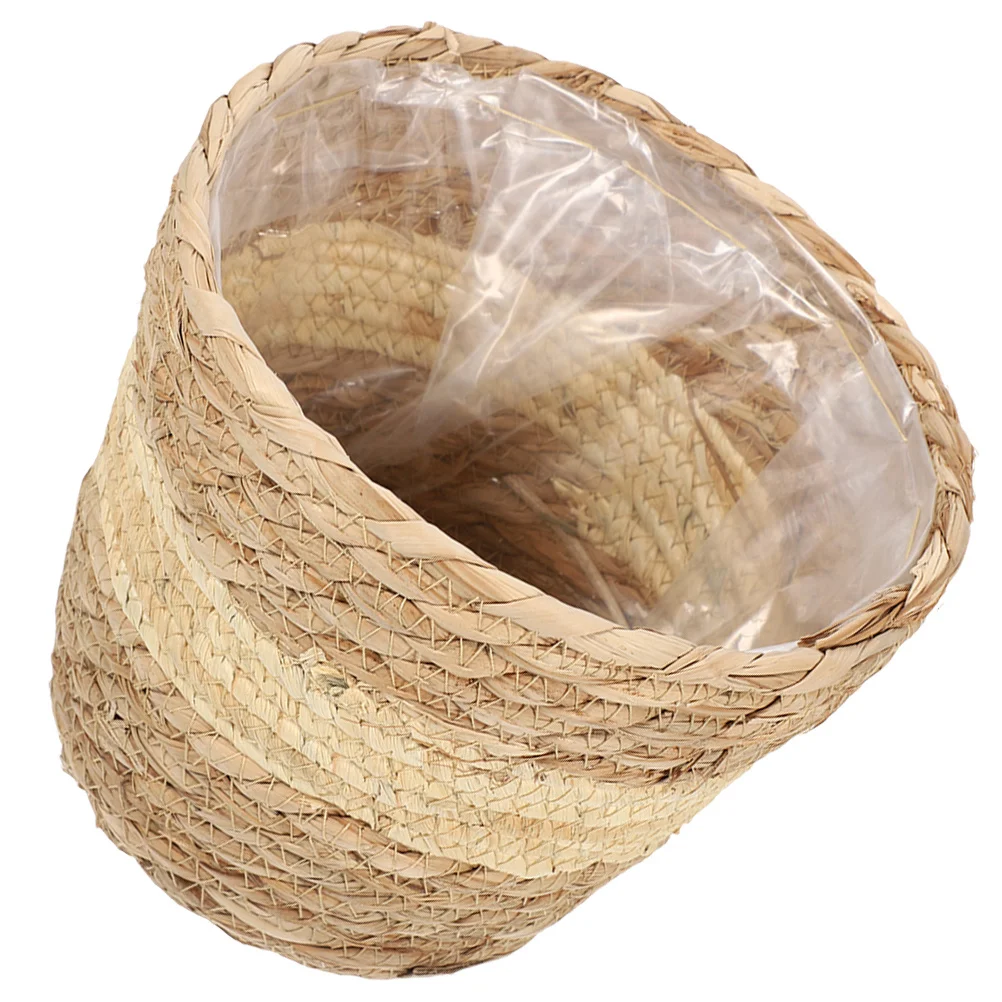 

Hand-Woven Woven Plant Basket Straw Planter Basket Rustic Indoor Flower Pot Storage Decorative Flower Container
