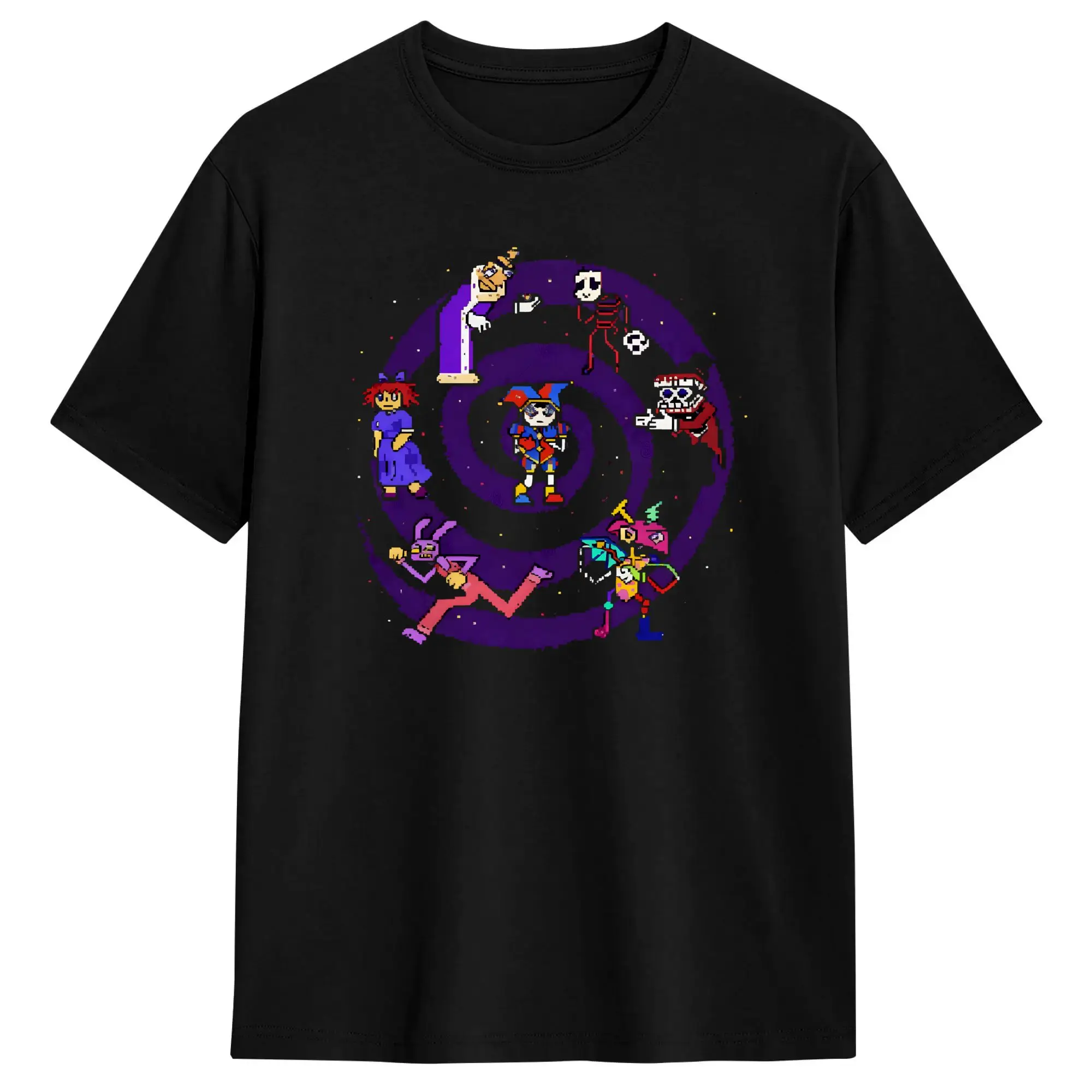 Vintage Cartoon Digatal Circus T-Shirt for Men O Neck Pure Cotton T Shirt  Short Sleeve Tee Shirt Adult Clothes