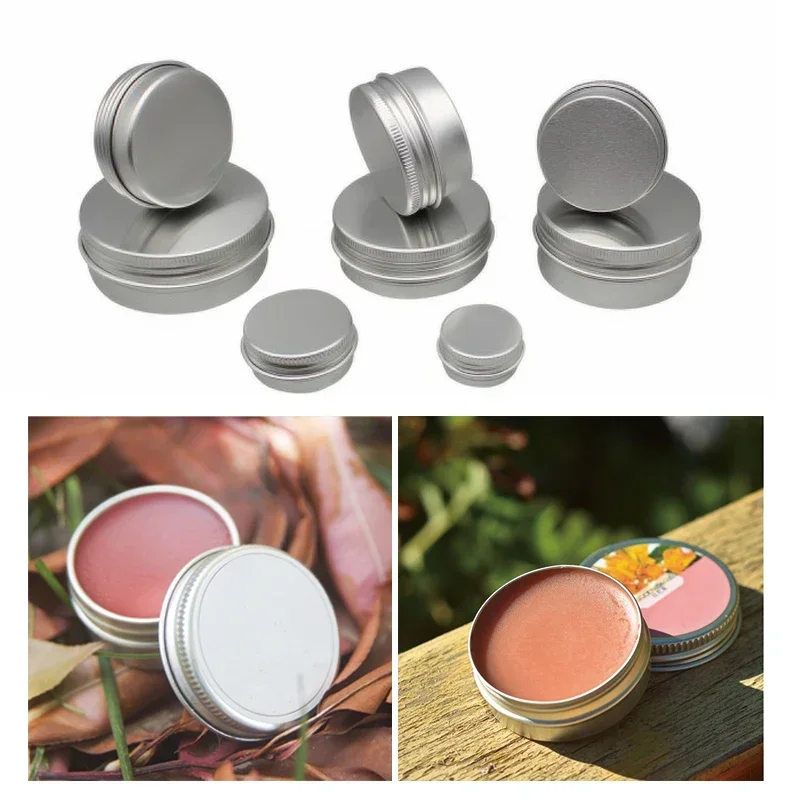 

50Pcs Cosmetics Container Aluminum Candle Jar Lip Balm Tin Box With Screw Thread Lid Refillable Bottles 20g 30g 50g 60g 80g 100g