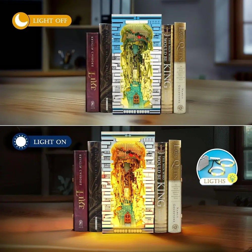 Set libreria Reobrix Kings con luce, kit libreria da 330 pezzi, arredamento ispirato al film, dai 14 anni in su