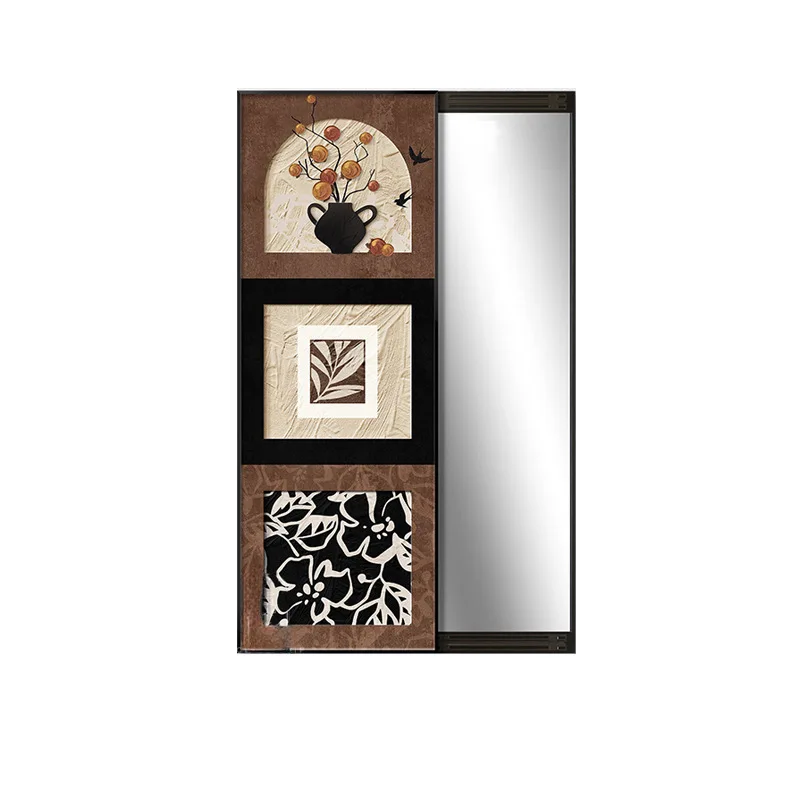 

French retro entrance hanging painting invisible full-length mirror push-pull hidden style