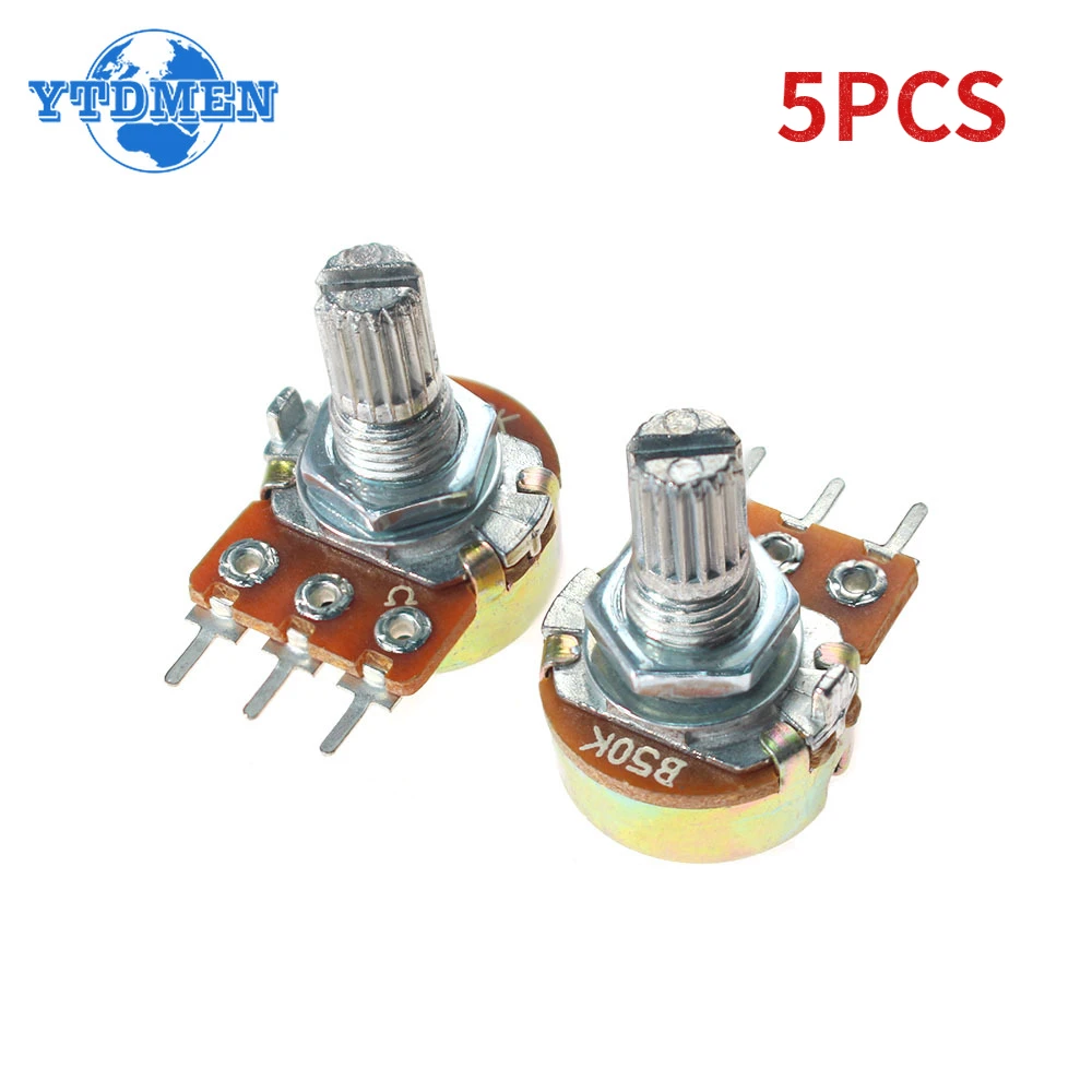 5PCS 15mm WH148 Linear Potentiometer 100K-1M Ohm Variable Resistors Single Turn Rotary Carbon Film Potentiometers 3Pin