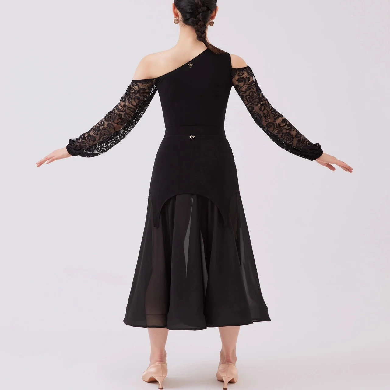 Adult Modern Dance Costume Sloping Shoulder Lace Top Waltz National Standard Dance Practice Clothing Latin Dance Clothes DN21953