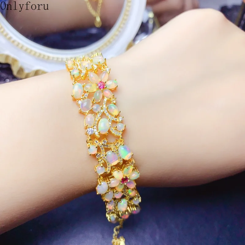 Natural Opal bracelet Classic Fashion Jewelry S925 Silver Plated 18K Gold Opal bracelet Gemstone Engagement Fall New Product