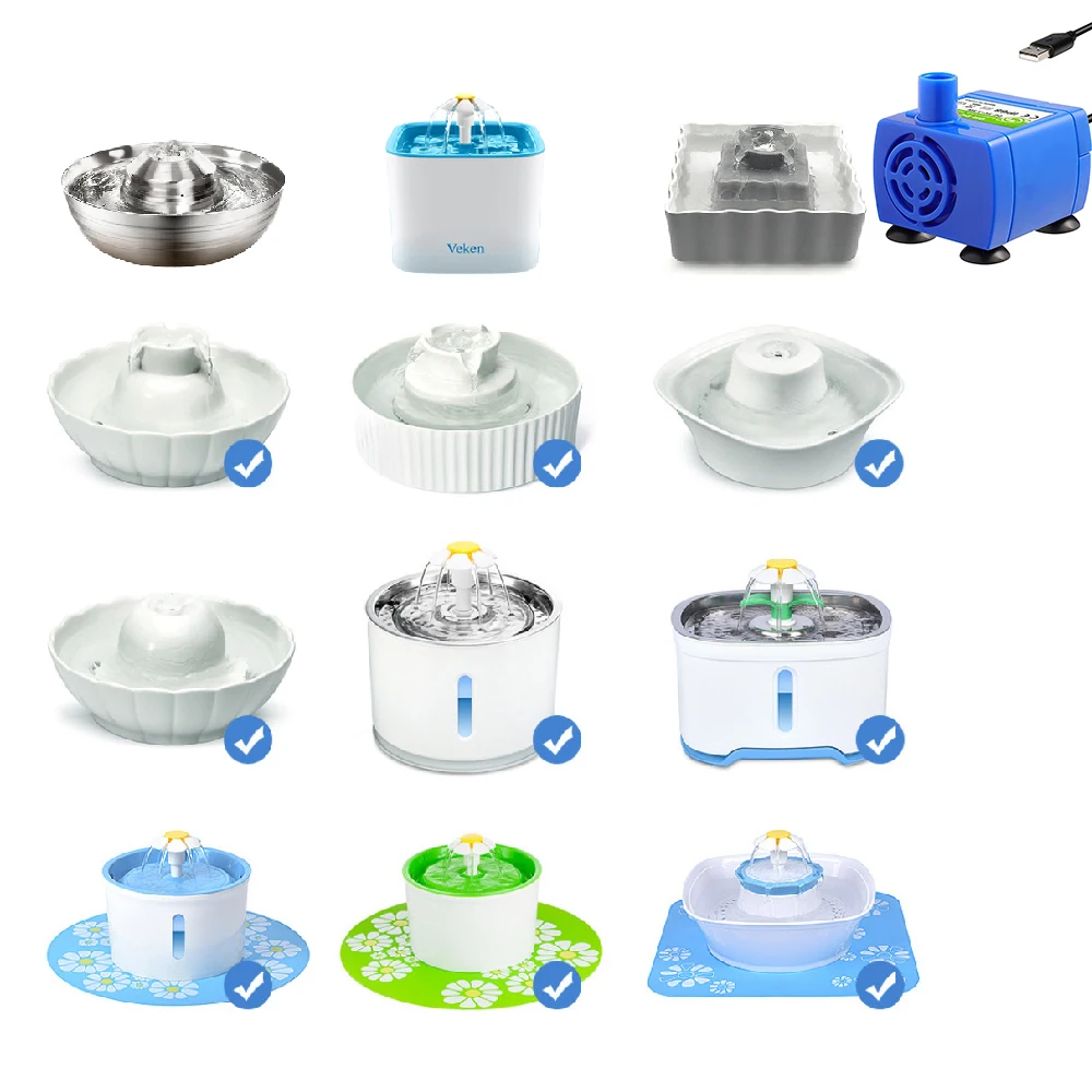 USB Wasserpumpe LED Licht Haustier Katze Wasser Brunnen Motor Ersatz für Katze Blumen Trinknapf Spender Haustier Zubehör – Detail 5