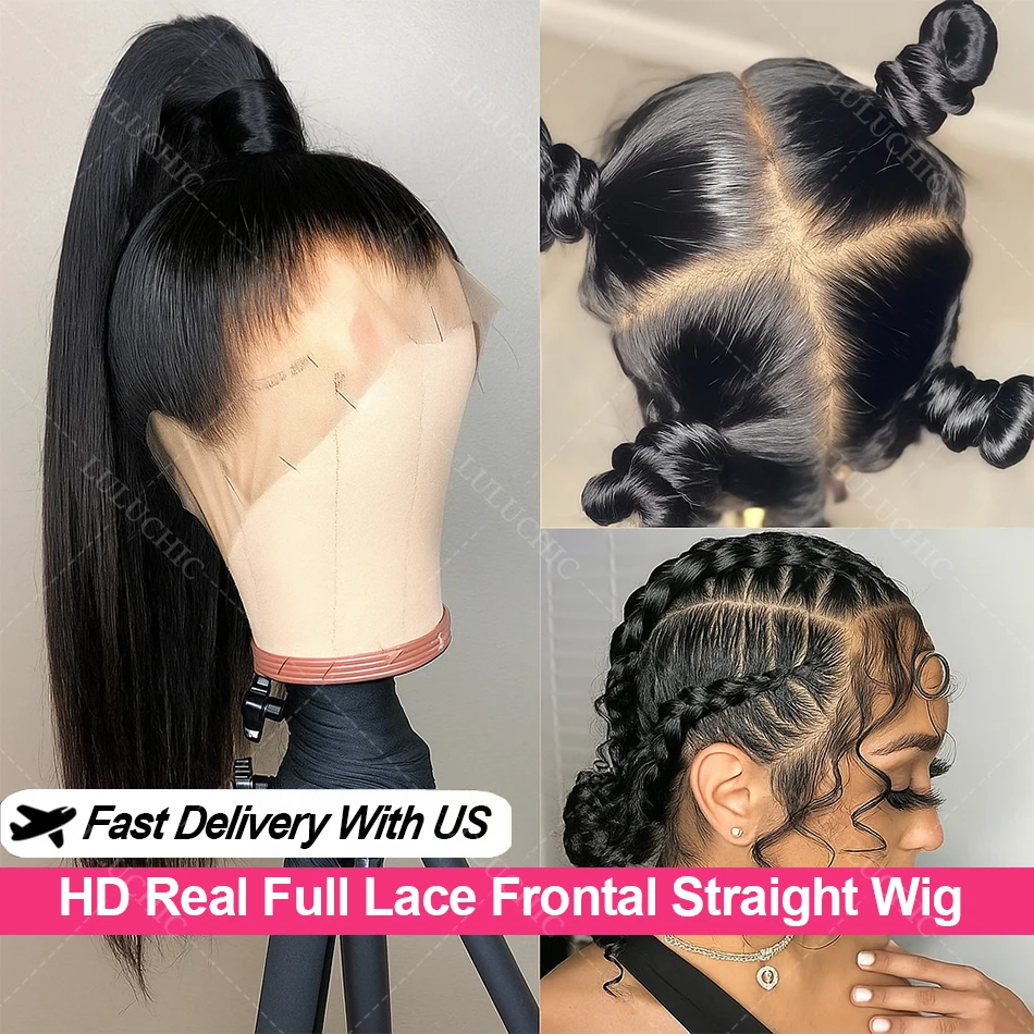 360 Full HD Straight Lace Frontal Perücken 250 Dichte 100 % echte Vollhaarperücke Brasilianische vorgezupfte Lace Front Echthaarperücke