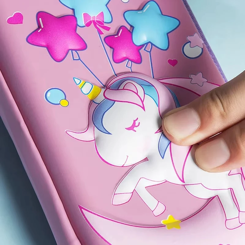 Kawaii 3D Pencil Case Unicorn EVA Large Capacity Waterproof Light Pencil Box for Student School Supply Stationery bag image 2