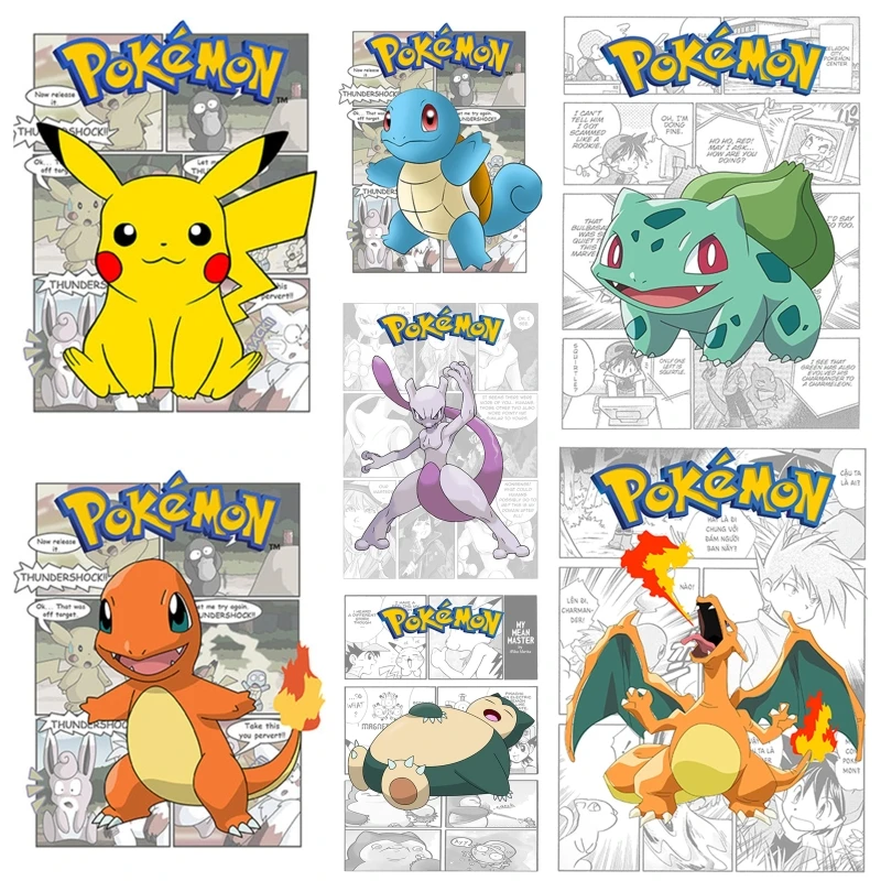 

Anime Canvas Printing Pokemon Pikachu Bulbasaur Charizard Cartoon Pictures HD Printing Home Kids Room Living Room Decor Mural
