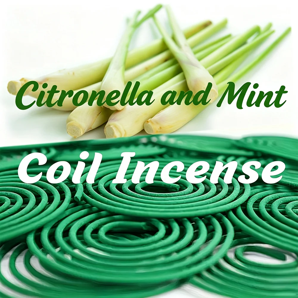 Citronella and Mint Flavored Spiral Incense, 6.3cm Handmade Incense Sticks, Containing Lemongrass, Mint Leaves and Other Fragrances, Burns for 3-4 Hours, Light and Refreshing Scent, Suitable for Yoga, Meditation, Home, Office, Outdoor Use, Easy to Use and Portable, Leaves a Lasting Fragrance as a Gift, Natural Dragon Blood Grass Scent with Long-Lasting Fragrance.