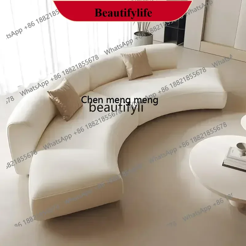 z183  Semicircular curved special-shaped sofa cream style beauty salon clothing store office reception