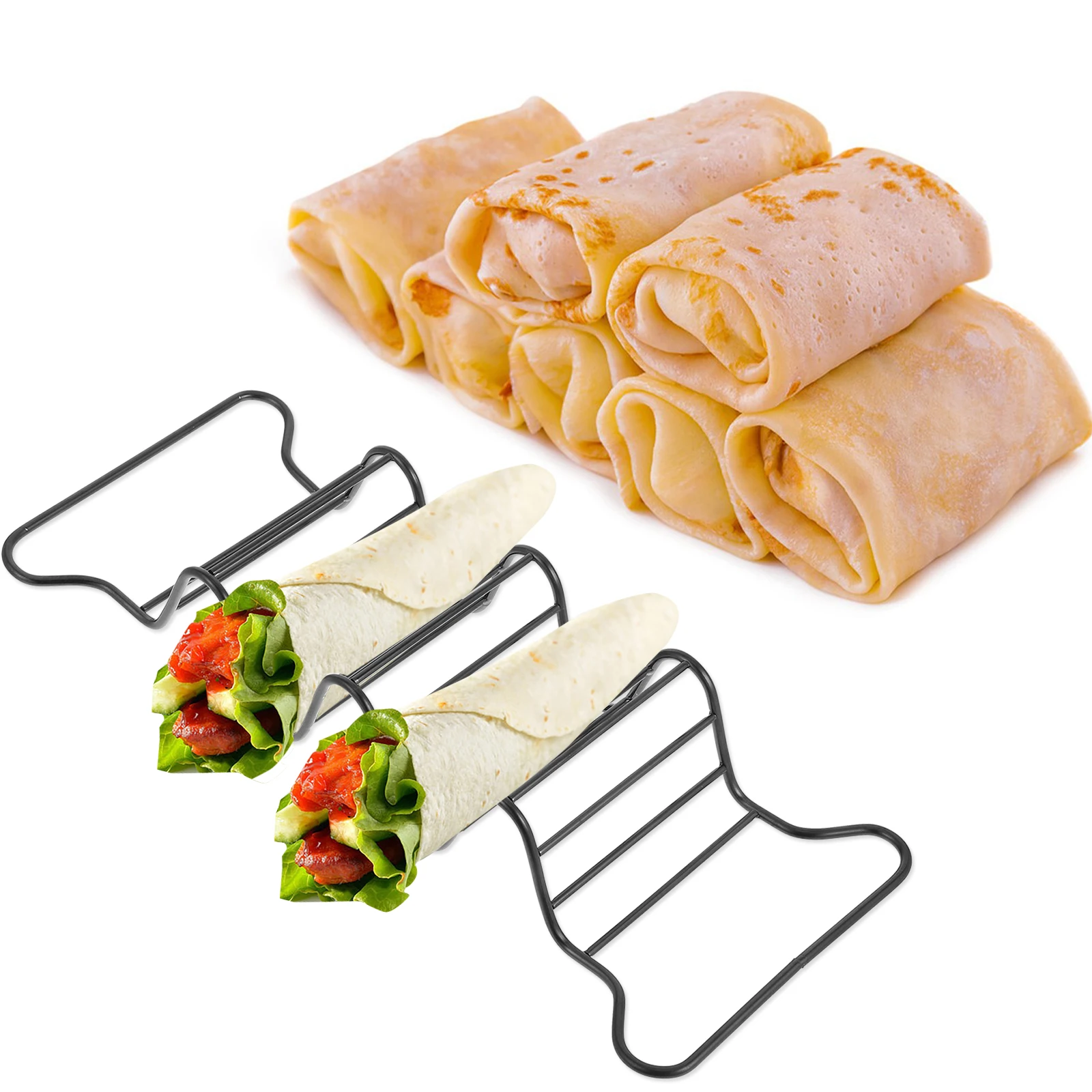 

Stainless Steel Taco Holder Multi Compartment Rack For Hard Baking Oven Grill Serving Space Saving Kitchen