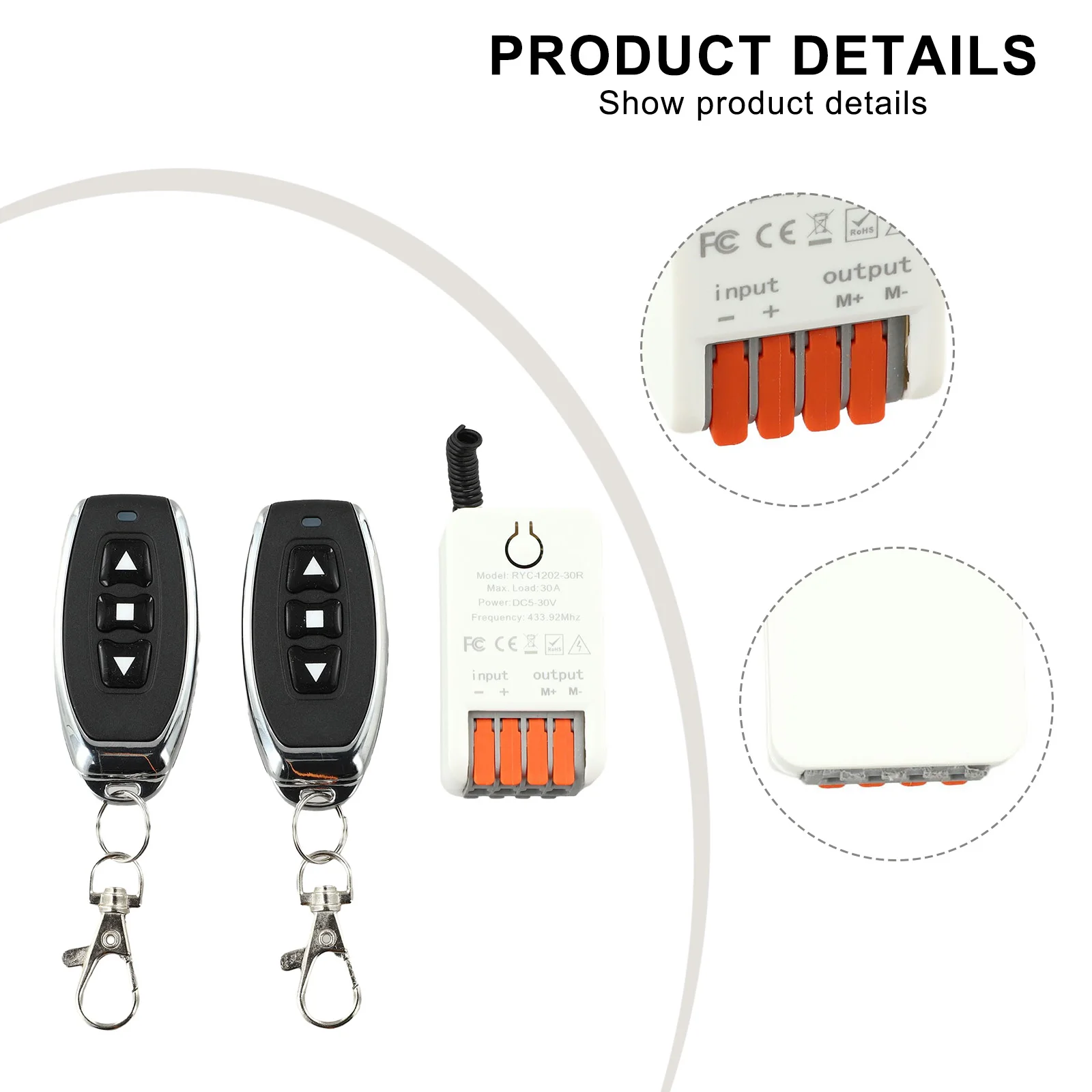 DC 5V-30V 30A Forward Reverse Remote Switch Controller For Linear Actuator Curtain Door Garage Bed Lifting Light Motor