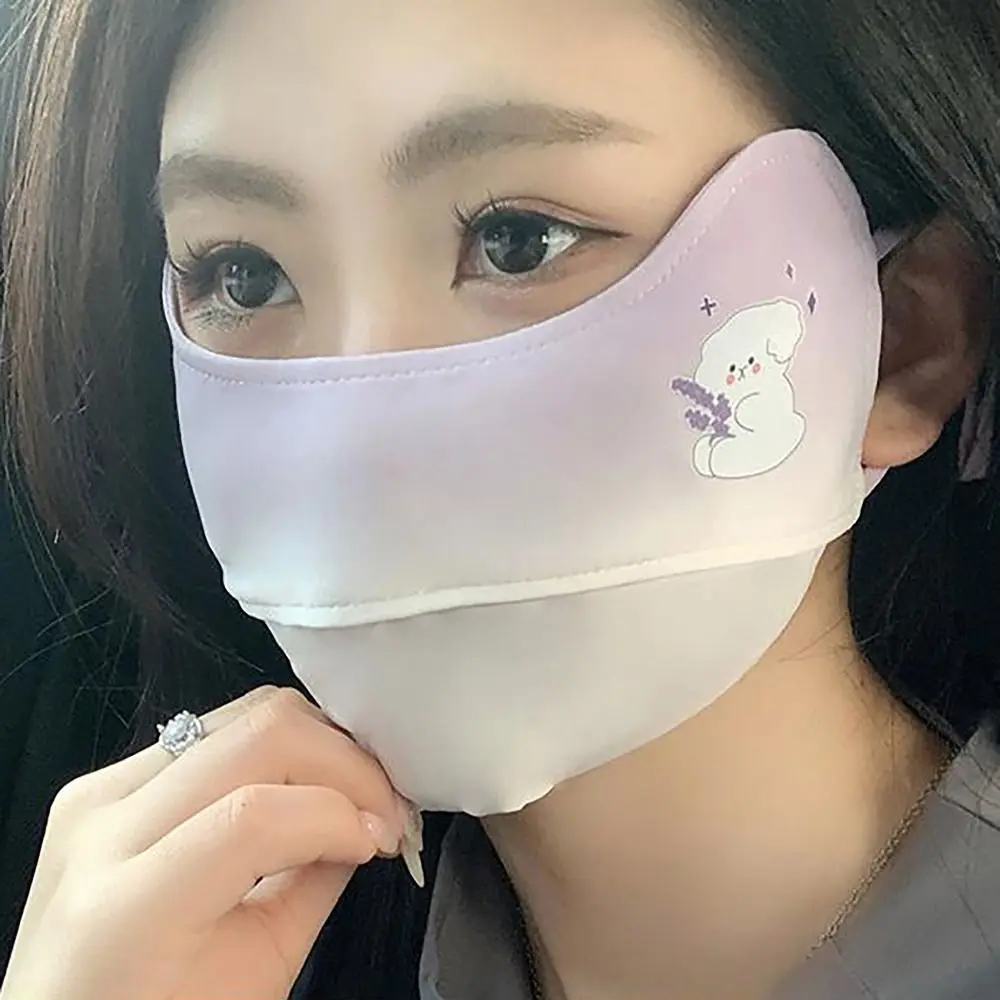 Maschera per la protezione solare con copertura sottile traspirante Canthus Care Tulip Bear maschera per il viso estiva protezione solare maschera di protezione UV in seta di ghiaccio donna