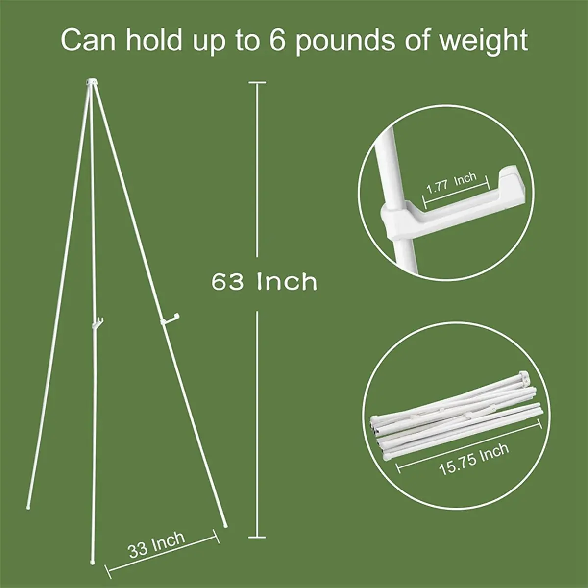 A20I White Easel Stand for Display Wedding Sign & Poster-63InTall Easels for Display Holder-Collapsable Portable Poster Easel