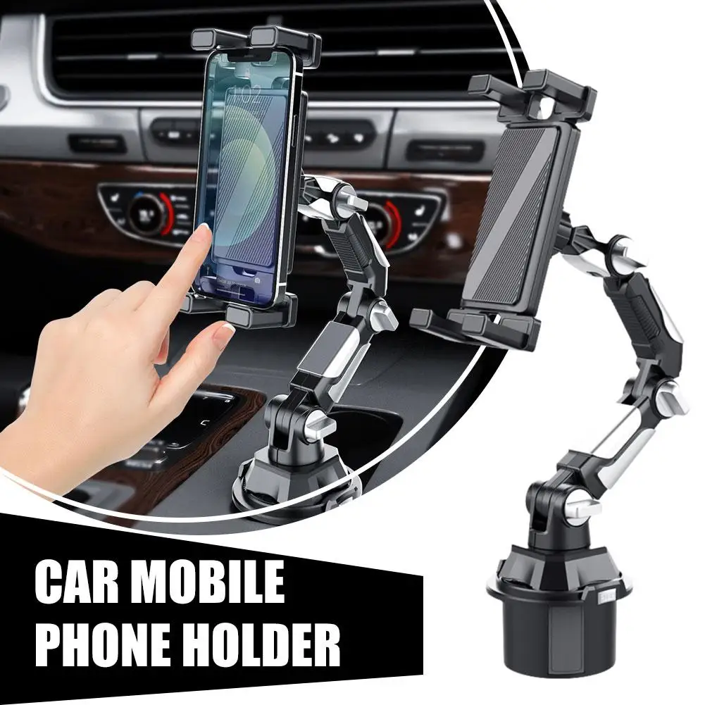 Car Cup Holder Tablet & Phone Mount, Universal Stand With Adjustable Long Arm For Car Smartphone C6A7