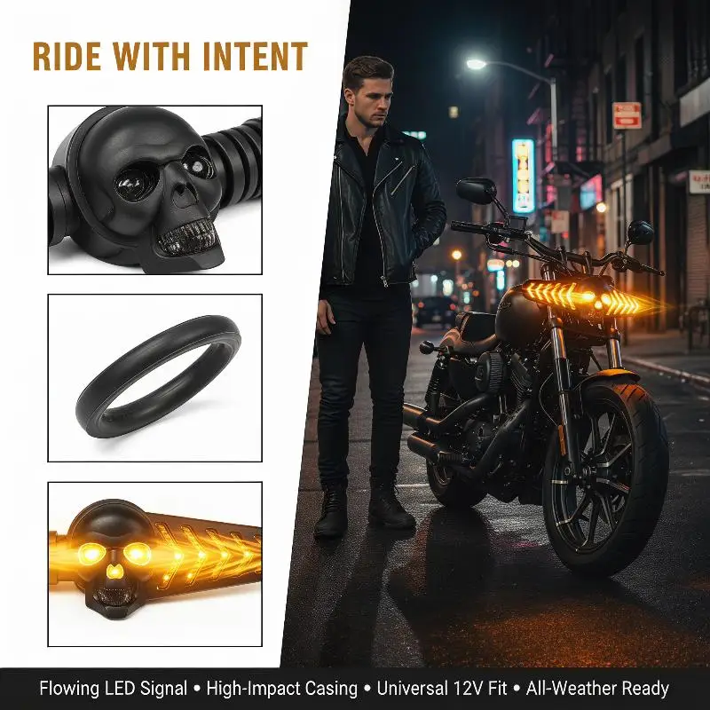 Owl Shaped LED Turn Indicator Lights for Motorcycle Riders Safety and Style Pack of 2