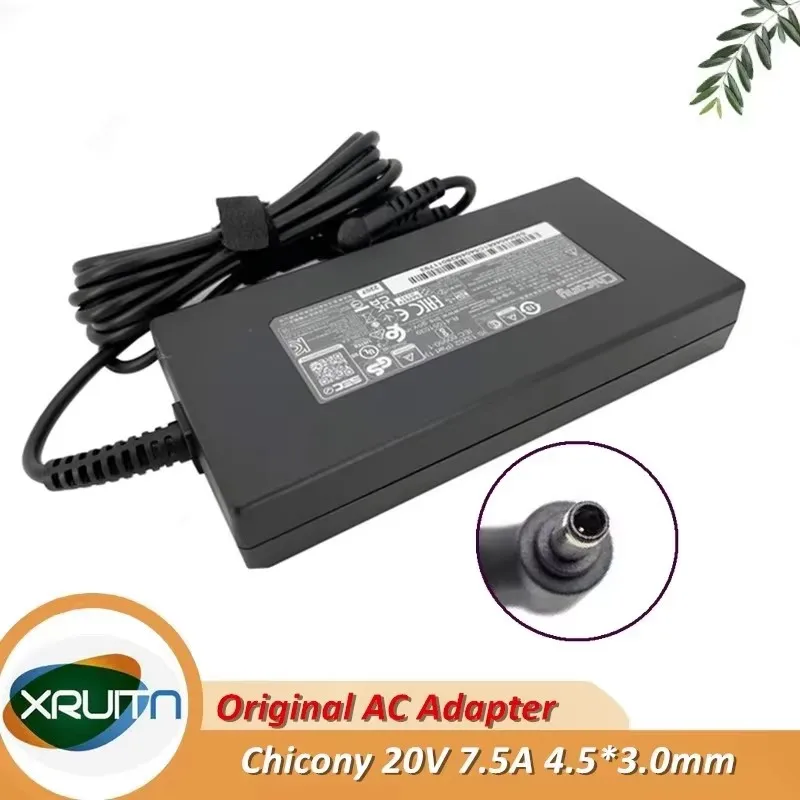 

Оригинальное зарядное устройство Chicony A18-150P1A, 20 В, 7,5 А, 150 Вт, адаптер переменного тока для Msi GF76 Gaming A150A039P, блок питания для ноутбука, наконечник 4,5 x 3,0 мм