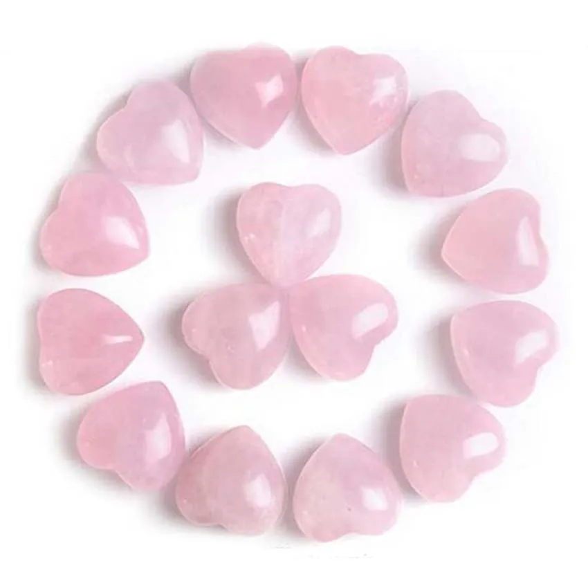 10pcs Mini Crystal Heart Love Pendant Natural Healing Crystals Rose Pink Quartz Bulk Polished Stone Valentines Day Gifts No Hole