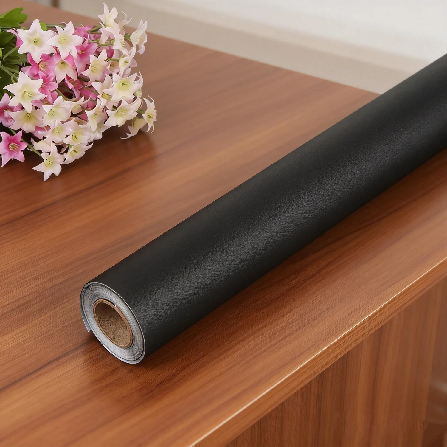 

Матовая черная самоклеящаяся пленка для кухни, декоративная, из ПВХ, водонепроницаемая, для мебели, стен, комнат, виниловая, для пола