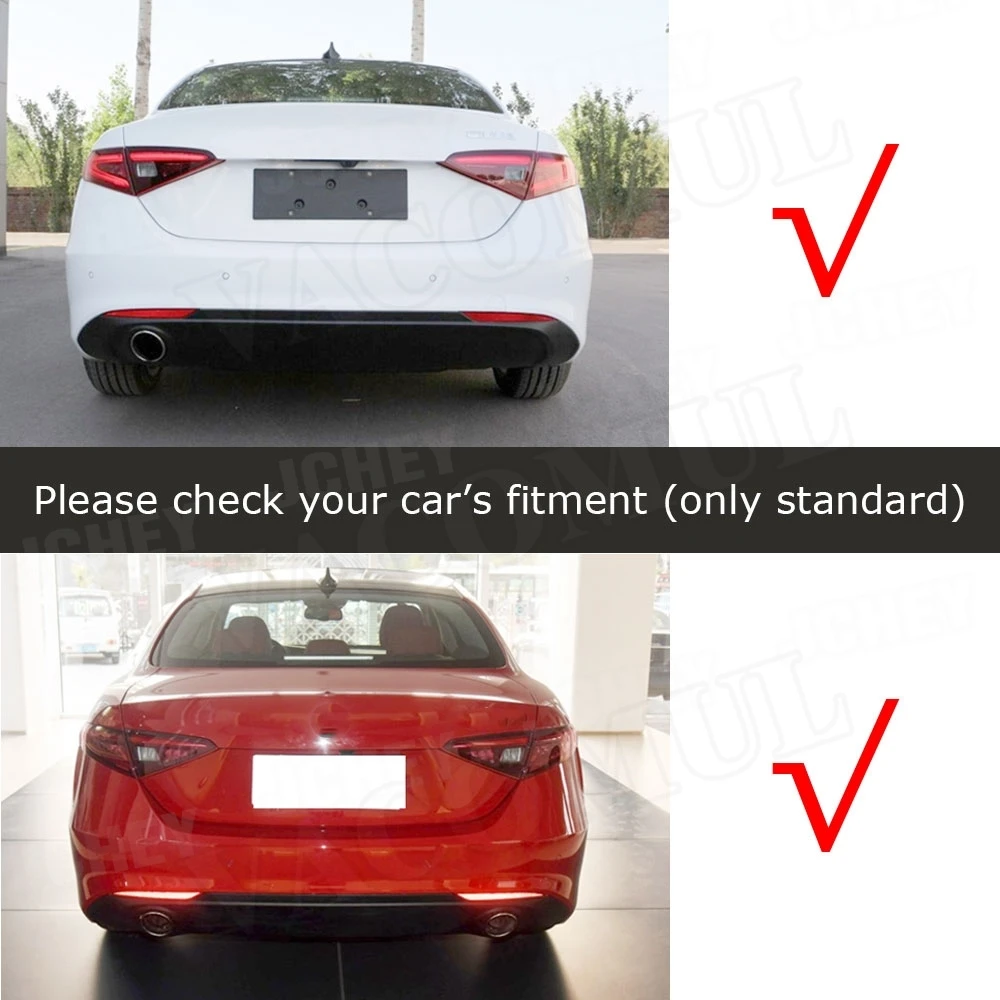 Rear Lip Diffuser Spoiler With Steel Exhaust for Alfa Romeo Giulia Standard 16-19 Sport PP Material Rear Bumper Guard Protector